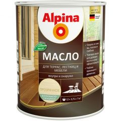 Масло для террас, лестниц и мебели Alpina шелковисто-глянцевое колеруемое 0,75 л