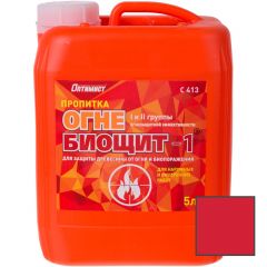 Пропитка Оптимист C 413 Огне-Биощит-1 для защиты древесины от огня и биопоражения I и II группы огнезащитной эффективности Красный 5 л