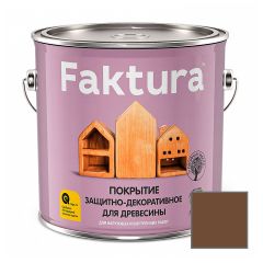 Покрытие защитно-декоративное Faktura с льняным маслом и ионами серебра орех 2,5 л
