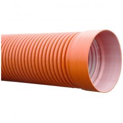 Труба канализационная гофрированная двустенная Политэк (Politek) SN8 368/315х6000 мм с раструбом артикул 368315