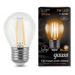 Лампа светодиодная Gauss 105802107 E27 -цоколь, G45/P45 -колба, 7 Вт, шар, теплый, 2700 K, 550 Лм