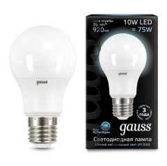 Лампа светодиодная Gauss 102502210 E27 -цоколь, A60 -колба, 10 Вт, груша, нейтральный, 4100 K, 920 Лм
