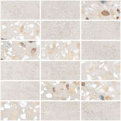 Мозаичный микс Vitra Beton-Terrazzo 5х10 см Светлый Лаппато R9 Ректификат K9498928LPR