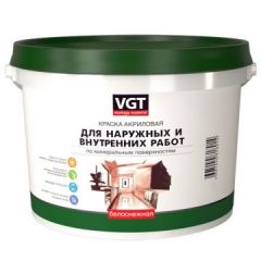 Краска VGT Белоснежная для наружных и внутренних работ 25 кг