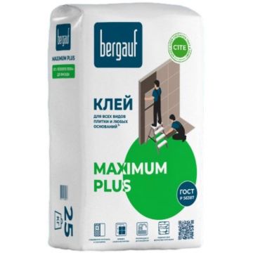 Клей для плитки по любым основаниям Bergauf (Бергауф) Maximum Plus 25 кг