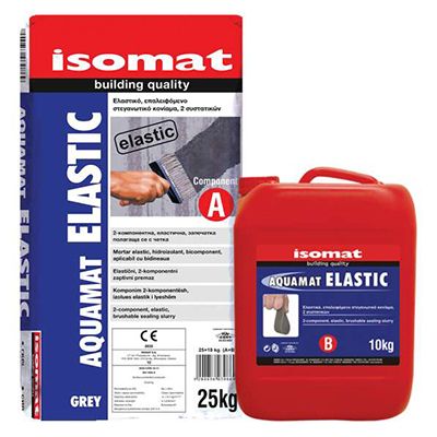 Гидроизоляция обмазочная двухкомпонентная Isomat (Изомат) Aquamat Elastic серая 35 кг