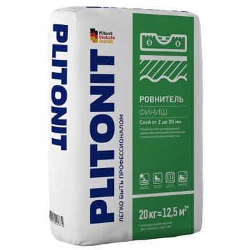 Ровнитель (наливной пол) Финишный Plitonit (Плитонит) финиш самовыравнивающийся быстротвердеющий 20 кг