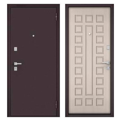 Дверь стальная в квартиру Бульдорс Mass 70 Букле Шоколад, Ларче Бьянко М-110 2,05х0,88 м
