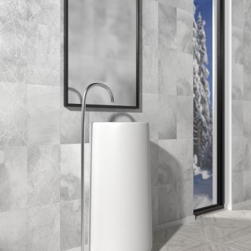 Панель ПВХ ламинированная с фотопечатью ВЕК (VEK) Блисс Серый декор 2700х250х9 мм