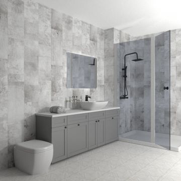 Панель ПВХ ламинированная с фотопечатью ВЕК (VEK) Бетон Грис декор 2700х250х9 мм