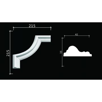 Угол декоративный Decor-Dizayn (Декор-Дизайн) 215х215х42 мм, C1-DD301, 4 шт в упаковке