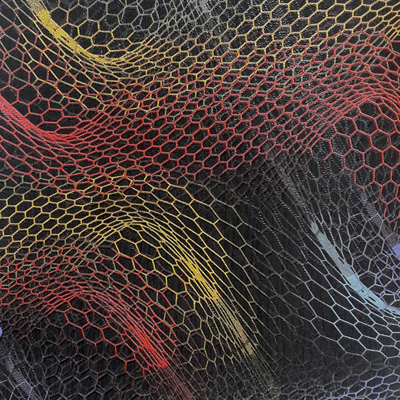Обои виниловые YIEN Colorshock Мотив сетка цветная на черном фоне 10х1,06 м (79002-1)