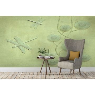 Обои виниловые на флизелине Design Studio 3D (Дизайн Студио 3Д) Volume Стрекозы в одуванчиках Канвас (VL-015)