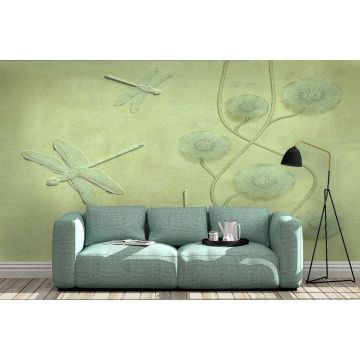 Обои виниловые на флизелине Design Studio 3D (Дизайн Студио 3Д) Volume Стрекозы в одуванчиках Канвас (VL-015)