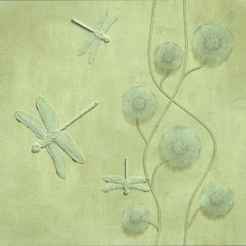 Обои виниловые на флизелине Design Studio 3D (Дизайн Студио 3Д) Volume Стрекозы в одуванчиках Бесшовная Фреска Гранд (VL-015)