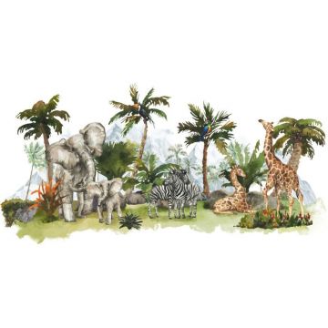 Обои виниловые на флизелине Design Studio 3D (Дизайн Студио 3Д) Животный Мир Семьи животных на фоне гор Канвас (NKID-025)