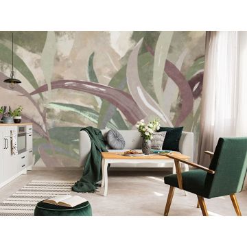 Обои виниловые на флизелине Design Studio 3D (Дизайн Студио 3Д) Avangard Дизайнерские листья в теплых тонах Канвас (AVG-018)