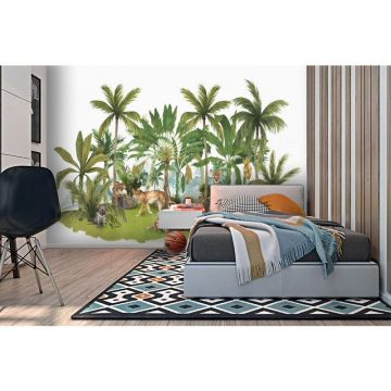 Обои виниловые на флизелине Design Studio 3D (Дизайн Студио 3Д) Животный Мир Австралийские животные среди пальм Акварель (NKID-027)