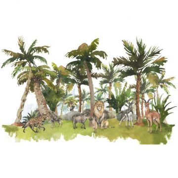 Обои виниловые на флизелине Design Studio 3D (Дизайн Студио 3Д) Животный Мир Африканские животные среди пальм Песок (NKID-028)