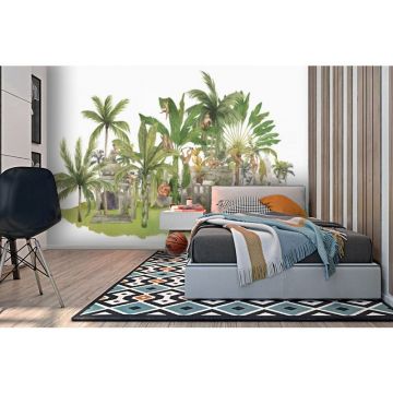 Обои виниловые на флизелине Design Studio 3D (Дизайн Студио 3Д) Животный Мир Город обезьян в тропиках Бесшовная Фреска Гранд (NKID-029)