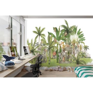 Обои виниловые на флизелине Design Studio 3D (Дизайн Студио 3Д) Животный Мир Город обезьян в тропиках Бесшовная Фреска Classic (NKID-029)