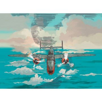 Обои виниловые на флизелине Design Studio 3D (Дизайн Студио 3Д) Детские Самолет над морем Бесшовная Фреска Ultra (NKID-001)