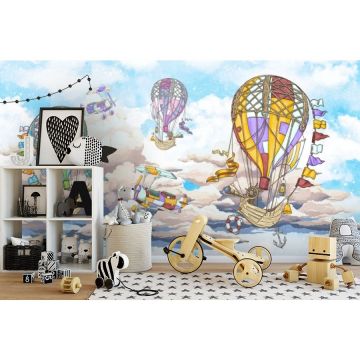 Обои виниловые на флизелине Design Studio 3D (Дизайн Студио 3Д) Детские Летучие корабли в облаках Бесшовная Фреска Гранд (NKID-002)