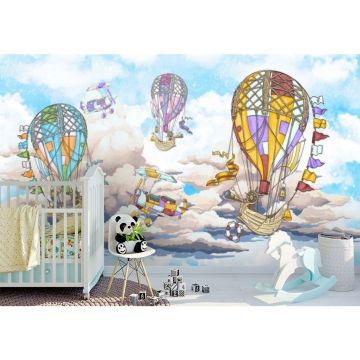 Обои виниловые на флизелине Design Studio 3D (Дизайн Студио 3Д) Детские Летучие корабли в облаках Бесшовная Фреска Classic (NKID-002)