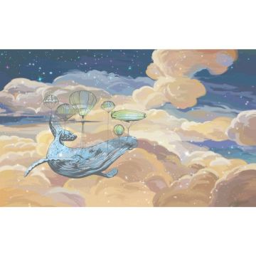 Обои виниловые на флизелине Design Studio 3D (Дизайн Студио 3Д) Детские Кит в фантастическом небе Акварель (NKID-004)