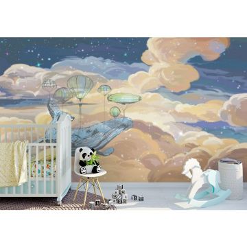 Обои виниловые на флизелине Design Studio 3D (Дизайн Студио 3Д) Детские Кит в фантастическом небе Акварель (NKID-004)