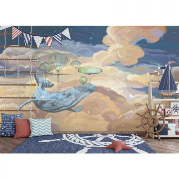 Обои виниловые на флизелине Design Studio 3D (Дизайн Студио 3Д) Детские Кит в фантастическом небе Акварель (NKID-004)