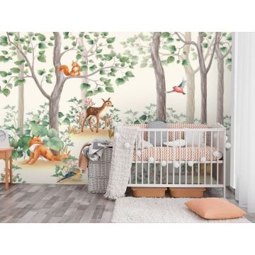 Обои виниловые на флизелине Design Studio 3D (Дизайн Студио 3Д) Детские Сказочный лес с животными Акварель (NKID-005)