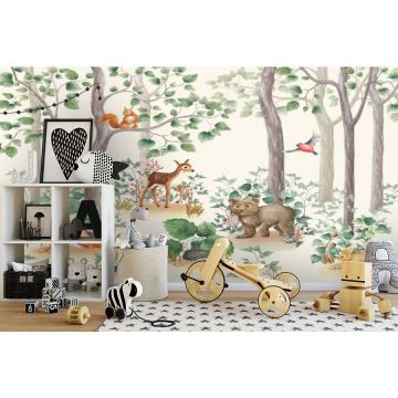 Обои виниловые на флизелине Design Studio 3D (Дизайн Студио 3Д) Детские Сказочный лес с животными Бесшовная Фреска Classic (NKID-005)