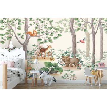 Обои виниловые на флизелине Design Studio 3D (Дизайн Студио 3Д) Детские Сказочный лес с животными Бесшовная Фреска Ultra (NKID-005)