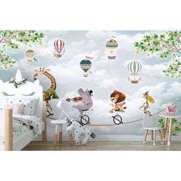 Обои виниловые на флизелине Design Studio 3D (Дизайн Студио 3Д) Детские Цирковые животные Бесшовная Фреска Ultra (NKID-007)