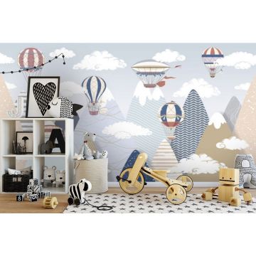 Обои виниловые на флизелине Design Studio 3D (Дизайн Студио 3Д) Детские Разноцветные горы с шарами Акварель (NKID-008)