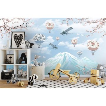 Обои виниловые на флизелине Design Studio 3D (Дизайн Студио 3Д) Детские Шары в облаках над горами Бесшовная Фреска Ultra (NKID-011)