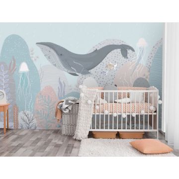 Обои виниловые на флизелине Design Studio 3D (Дизайн Студио 3Д) Детские Кит в морской глубине Песок (NKID-016)