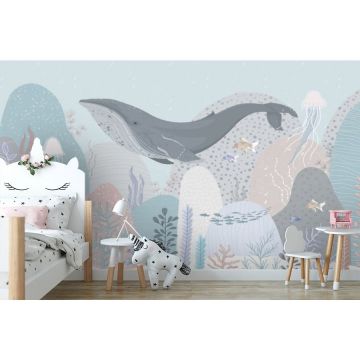 Обои виниловые на флизелине Design Studio 3D (Дизайн Студио 3Д) Детские Кит в морской глубине Акварель (NKID-016)