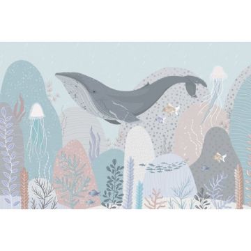 Обои виниловые на флизелине Design Studio 3D (Дизайн Студио 3Д) Детские Кит в морской глубине Бесшовная Фреска Classic (NKID-016)