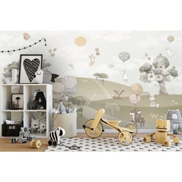 Обои виниловые на флизелине Design Studio 3D (Дизайн Студио 3Д) Детские Животные на прогулке Канвас (NKID-017)