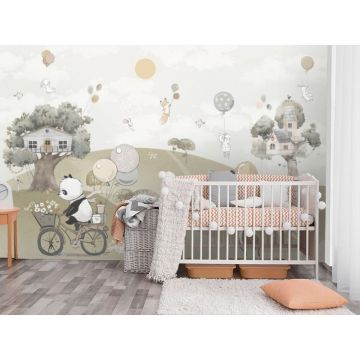 Обои виниловые на флизелине Design Studio 3D (Дизайн Студио 3Д) Детские Животные на прогулке Акварель (NKID-017)