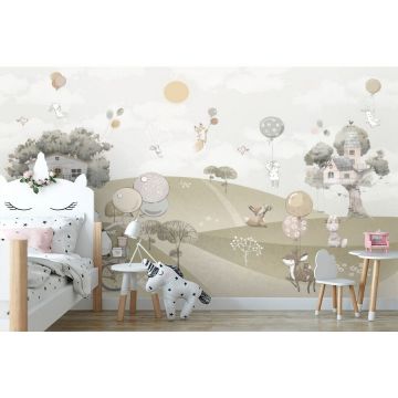 Обои виниловые на флизелине Design Studio 3D (Дизайн Студио 3Д) Детские Животные на прогулке Бесшовная Фреска Classic (NKID-017)