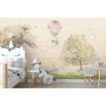 Обои виниловые на флизелине Design Studio 3D (Дизайн Студио 3Д) Детские Животные на пикнике Бесшовная Фреска Classic (NKID-018)