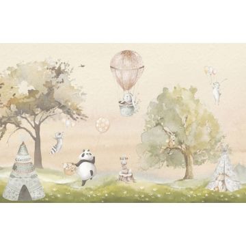 Обои виниловые на флизелине Design Studio 3D (Дизайн Студио 3Д) Детские Животные на пикнике Бесшовная Фреска Ultra (NKID-018)