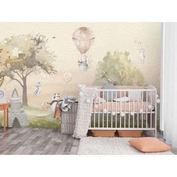 Обои виниловые на флизелине Design Studio 3D (Дизайн Студио 3Д) Детские Животные на пикнике Бесшовная Фреска Ultra (NKID-018)