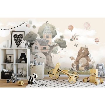 Обои виниловые на флизелине Design Studio 3D (Дизайн Студио 3Д) Детские Животные на отдыхе Канвас (NKID-019)