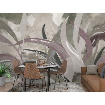 Обои виниловые на флизелине Design Studio 3D (Дизайн Студио 3Д) Avangard Дизайнерские листья в пастельных тонах Акварель (AVG-020)