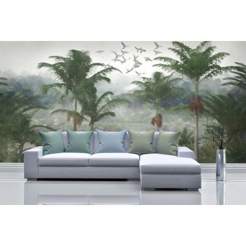 Обои виниловые на флизелине Design Studio 3D (Дизайн Студио 3Д) Джунгли Озеро в тропиках Песок (DJ-015)