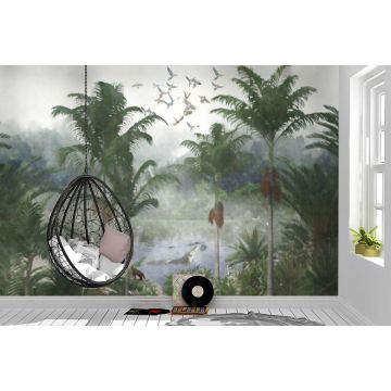 Обои виниловые на флизелине Design Studio 3D (Дизайн Студио 3Д) Джунгли Озеро в тропиках Акварель (DJ-015)